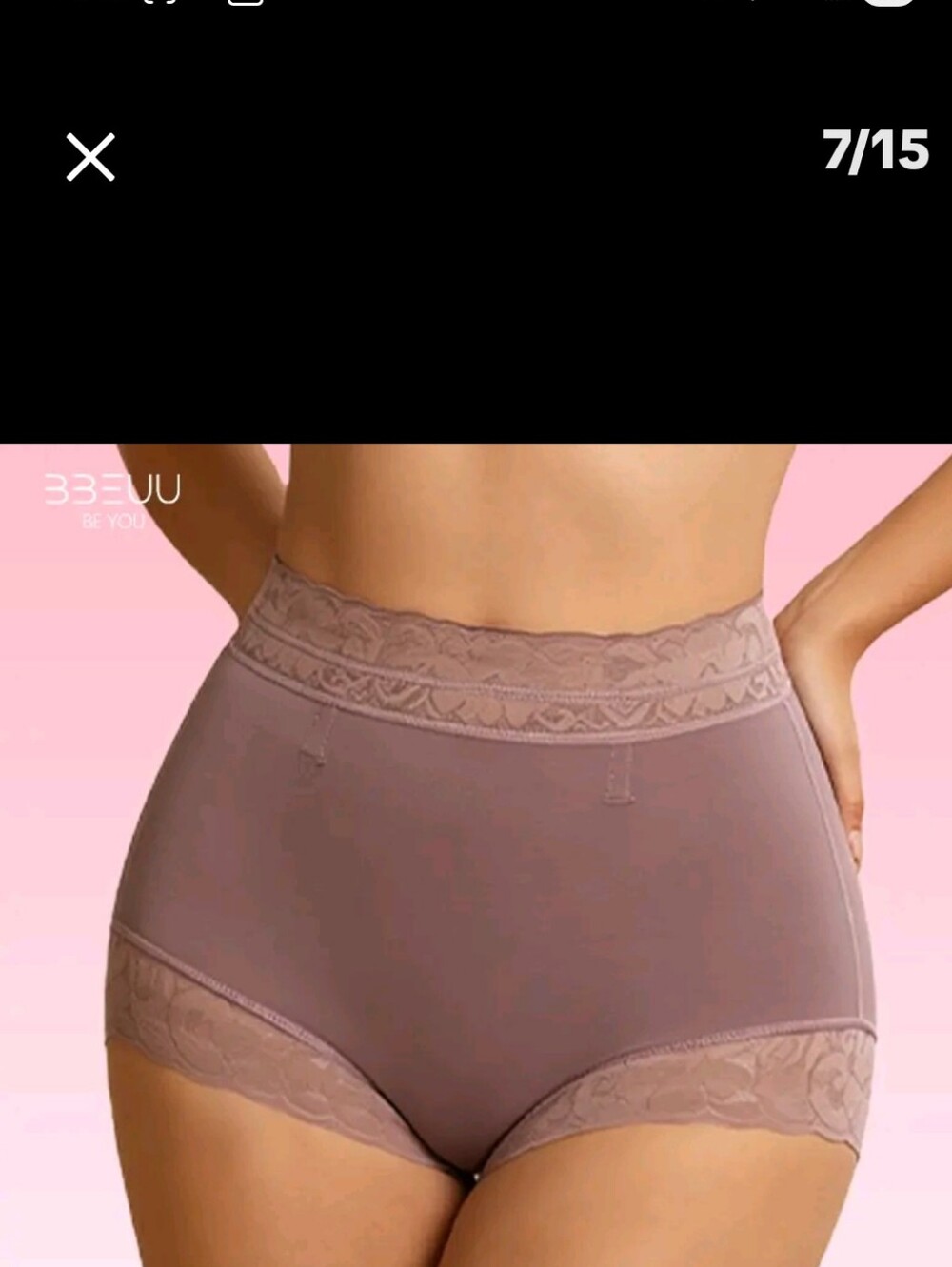XL- Tummy Control High-Waist Lace Trim Briefs - Mauve